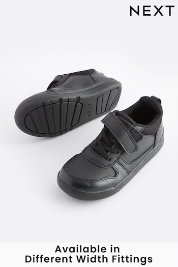 Black Elastic Lace Single Strap Extra Wide Fit (H) School Trainers (A86233) | £18 - £26