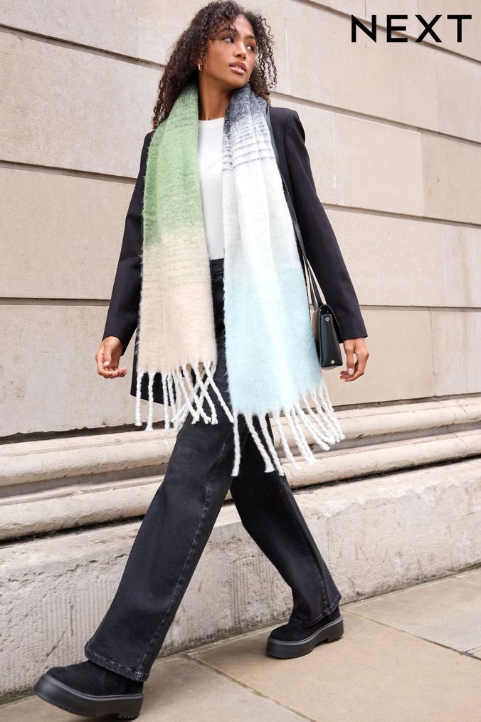 Grey clearance green scarf