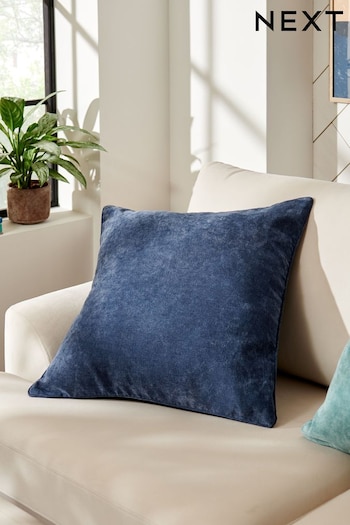 Navy Soft Velour Large Square Cushion (A86752) | £18