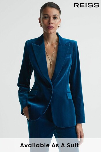 Reiss Blue Ivy Velvet Single Breasted Suit Blazer (A87024) | £328