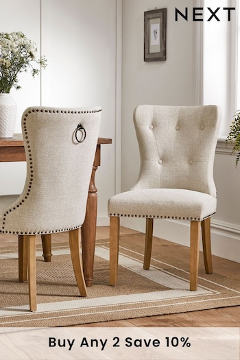 Tweedy Plain Light Natural Blair Oak Effect Leg Dining Chairs Set of 2 (A87109) | £299