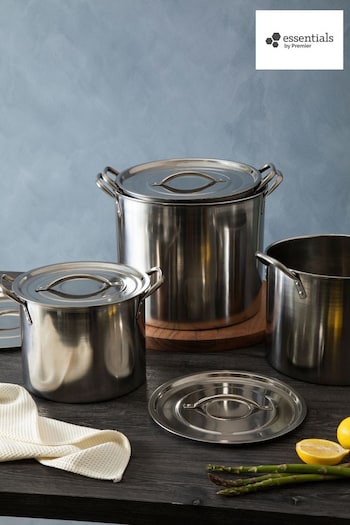 Essentials by Premier Silver Set of 4 Stainless Steel Stockpot (A87620) | £66