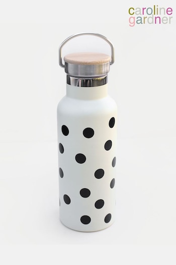 Caroline Gardner Cream Scattered Spot Metal Water Bottle With Handle (A87786) | £22
