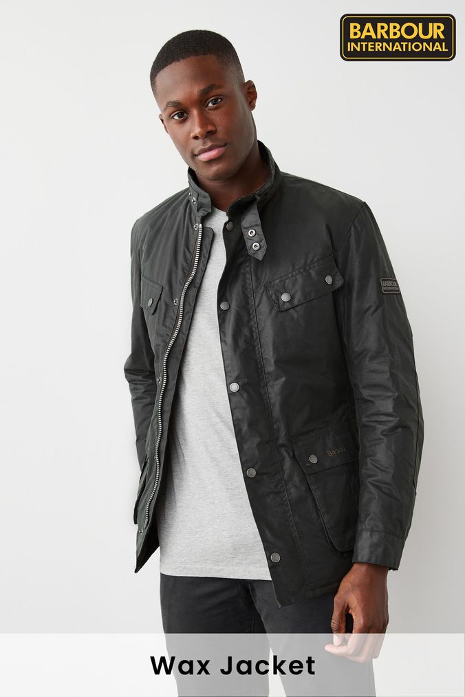 Buy Men s Green Barbour International Coatsandjackets Online Next UK