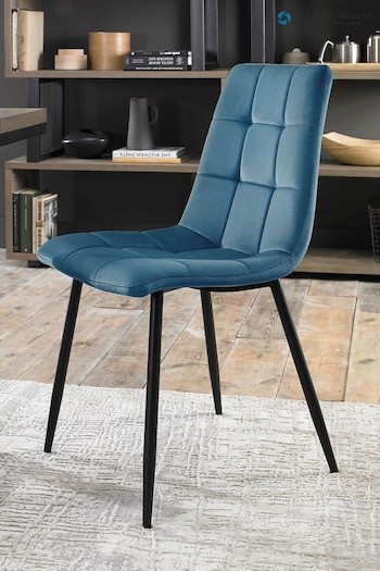 Bentley Designs Set of 2 Petrol Blue Mondrian Velvet Fabric Chairs (A88501) | £160