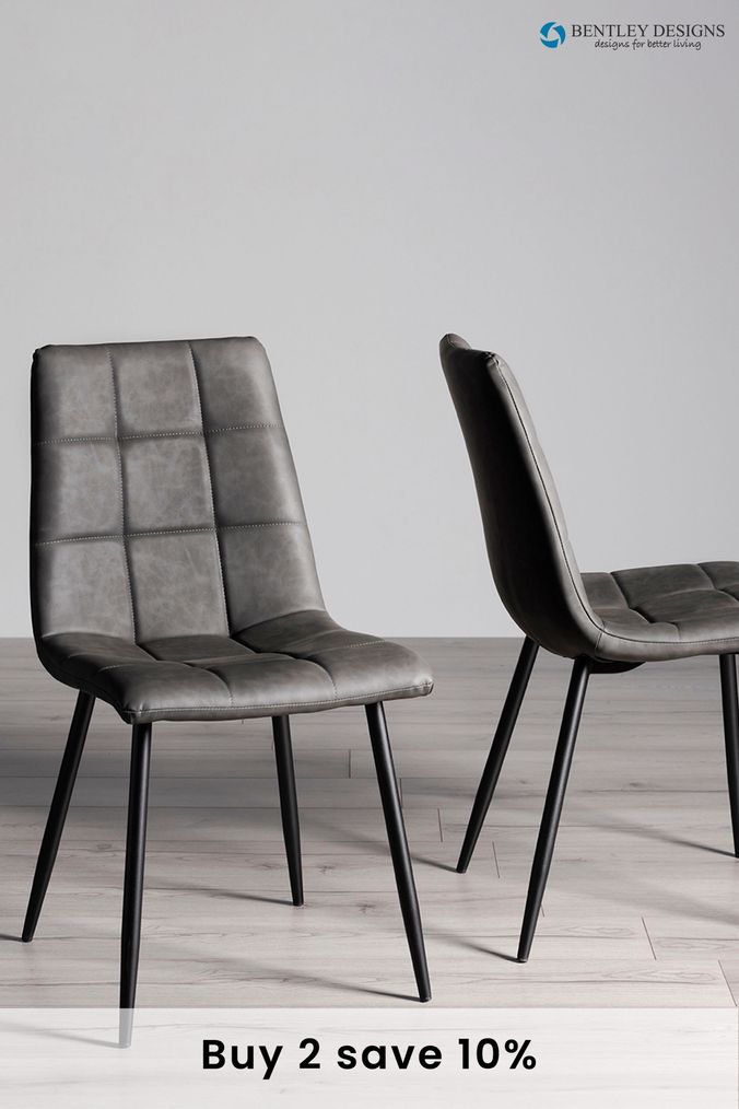 Buy Grey Leather Effect Dining Chairs Homeware Diningroomfurniture