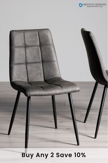Bentley Designs Set of 2 Dark Grey Mondrian Faux Leather Chairs (A88557) | £160