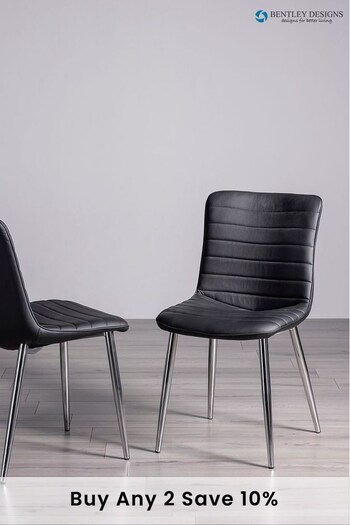 Bentley Designs Set of 2 Black Rothko Faux Leather Chairs (A88576) | £240