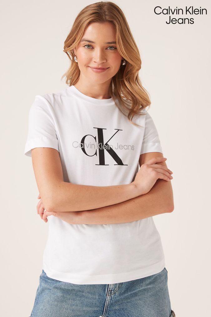 Buy Women s Calvin Klein Jeans Short Sleeve Tops Online Next UK