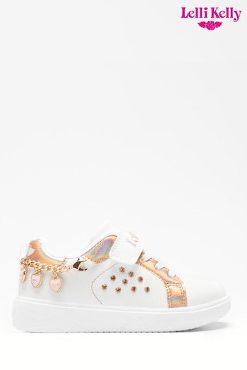 Lelli Kelly White and Gold Charm Trainers (A88970) | £60