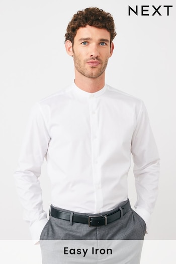 White Cotton Grandad Collar Shirt (A89149) | £29