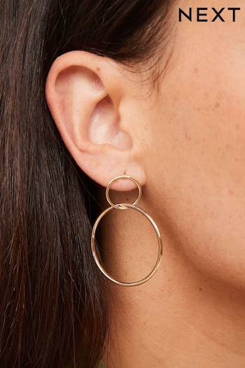 Gold Tone Circle Drop Earrings (A89228) | £7