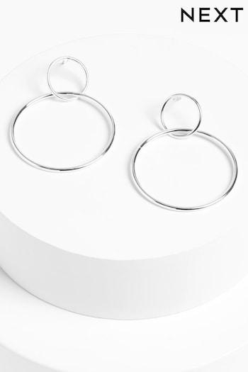 Silver Tone Circle Drop Earrings (A89229) | £7