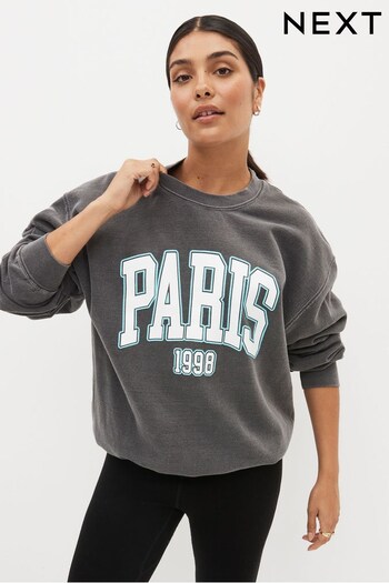 Charcoal Grey Paris Graphic Sweatshirt (A89397) | £30