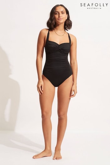 Seafolly Twist Halterneck Waist Stretch Black Swimsuit (A89610) | £105