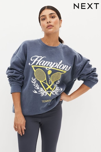 Navy Blue Hamptons Graphic Sweatshirt (A89628) | £30