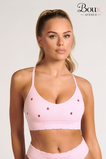 Boux Avenue Pink Strawberry Embroidered Seamless Supersoft Loungewear Bralette (A89744) | £24