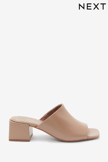 Taupe Brown Extra Wide Fit Forever Comfort® Block Heel Mules (A8A987) | £30