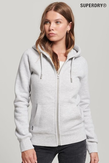 Superdry Grey Organic Cotton Vintage Logo Embroidered Zip Hoodie (A90027) | £50