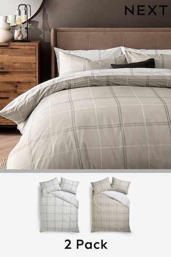 2 Pack Natural Reversible Duvet Cover and Pillowcase Set (A90094) | £32 - £68