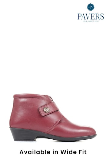 Pavers Red Wide Fit Leather Ladies Ankle Boots (A90501) | £50