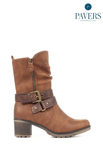 Pavers Tan Brown Slouch Women's Ankle Boots (A90509) | £45
