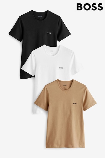 BOSS Black/White/Beige Classic T-Shirts mens 3 Pack (A90624) | £45