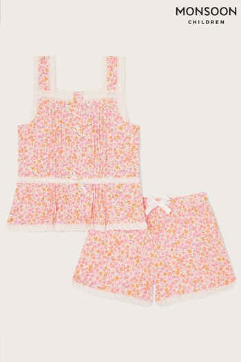 Monsoon Pink Ditsy Jersey Pyjama Set (A90831) | £22 - £26