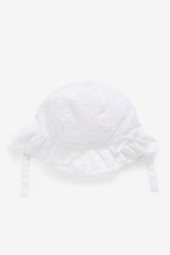 White Broderie Mid Hat (0mths-2yrs) (A91111) | £8
