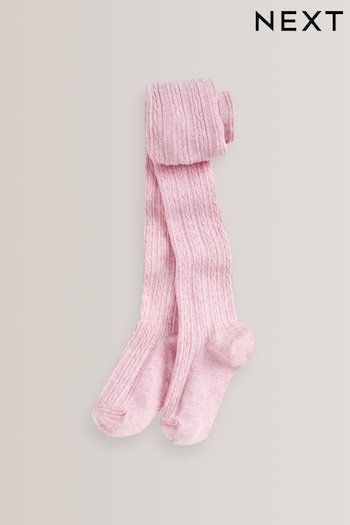 Light Pink Cotton Rich Cable Tights (A91158) | £5 - £6.50