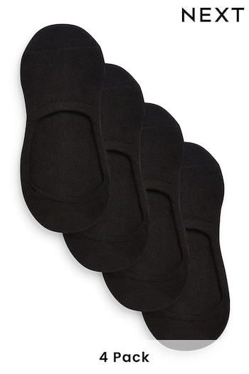 Black Cushion Sole Invisible Trainer Socks 4 Pack (A91509) | £10
