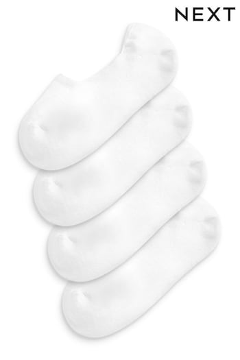 White Cushion Sole Invisible Trainer COTTON 4 Pack (A91511) | £10
