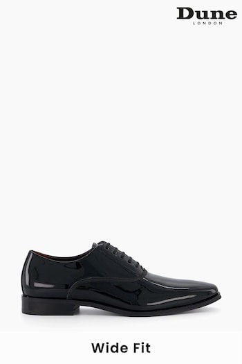 Dune London Wide Fit Swallow Patent Oxford Black Shoes air (A91593) | £130
