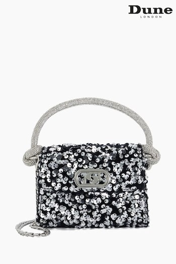 Dune London Green Sparkling Sequined Diamante-Handle Micro Grab Bag (A91595) | £55