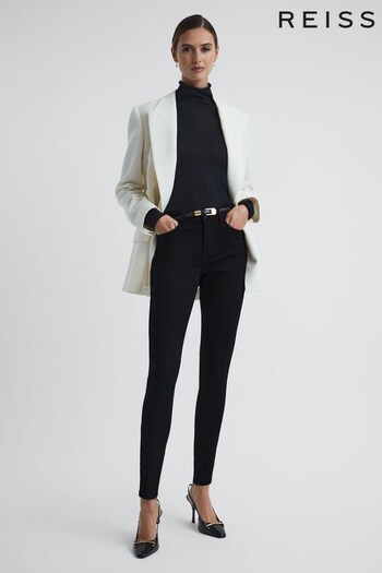 Reiss Black Lux Mid Rise Skinny Jeans (A91606) | £95