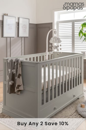 Baby Girls 0mths- 2yrs Grey Oxford Cot Bed (A91623) | £669