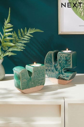 Green Scandi Bird Tea Light Holders (A91958) | £20