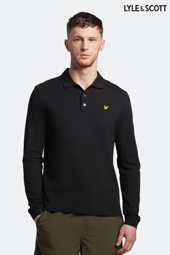 Lyle & Scott Long Sleeve Black Polo Shirt (A92090) | £60