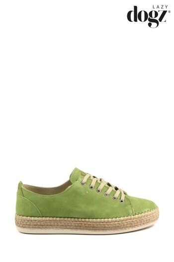 Lazy Dogz Maddison Olive Green Suede Trainers (A92424) | £45