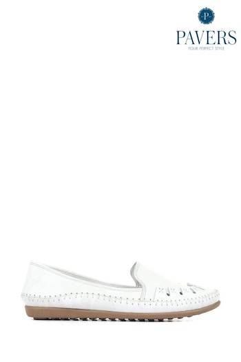 Pavers White Leather Slip-On Pumps (A92464) | £33