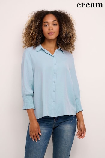 Cream Nola Blue Button Through Shirt (A92492) | £65
