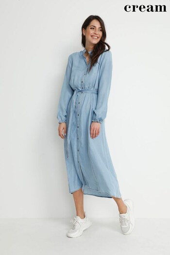 Cream Blue Vinca 3/4 Sleeve Dress (A92500) | £120