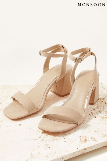 Monsoon Nude Sandy Scallop Occasion Block Heels (A92530) | £55