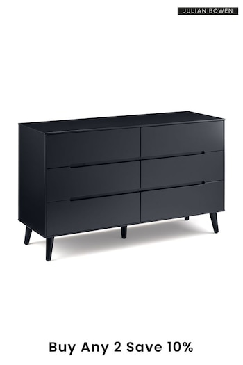 Julian Bowen Anthracite Black Alicia 6 Drawer Wide Chest (A92736) | £370