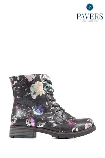 Pavers Ladies Black Lace-Up Ankle Boots (A93015) | £45