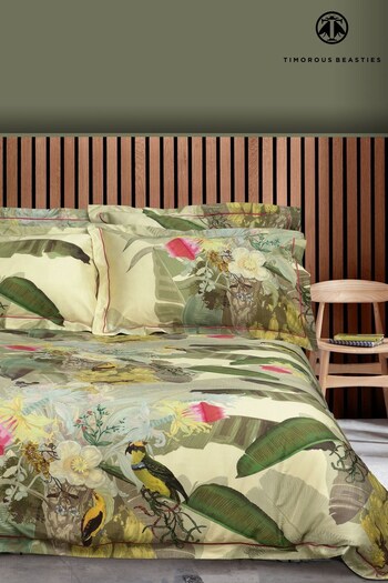 Timorous Beasties Green Merian Palm Duvet Cover and Pillowcase Set (A93676) | £85 - £140