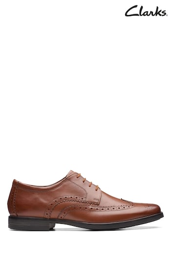Clarks Brown Leather Howard Wing Shoes (A93689) | £72