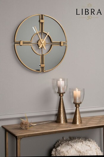 Libra Gold Destiny Mirrored Wall Clock (A93736) | £187