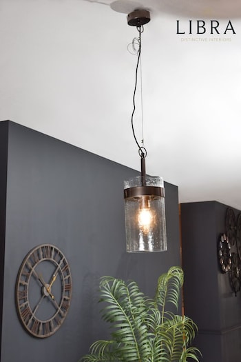 Libra Black Nickel Atrium Single Glass Ceiling Light Pendant (A93738) | £150