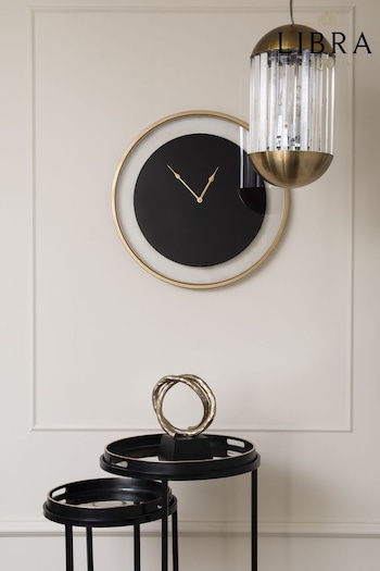 Libra Black Telford Round Wall Clock with Gold Detail (A93744) | £88